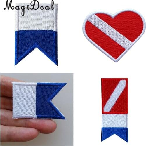 Dive Diver Down Flag Alpha Flag Patch Patches Backpack Badge Iron On Embroidered Applique Underwater Scuba Diving Souvenir