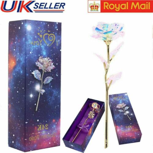 24K Gold Plated Galaxy Rose Valentines Day Gift to Girlfriend Wife Love Prese