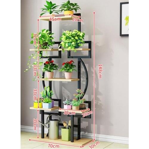 Balcony flower shelf floor-standing green flower stand living room wrought iron fleshy flower rack shelf multi-layer hanging fra