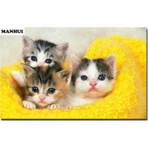Full square diamond embroidery Three kittens image home decor mosaic diamond painting cross stitch 3D diamond needlework BFC383