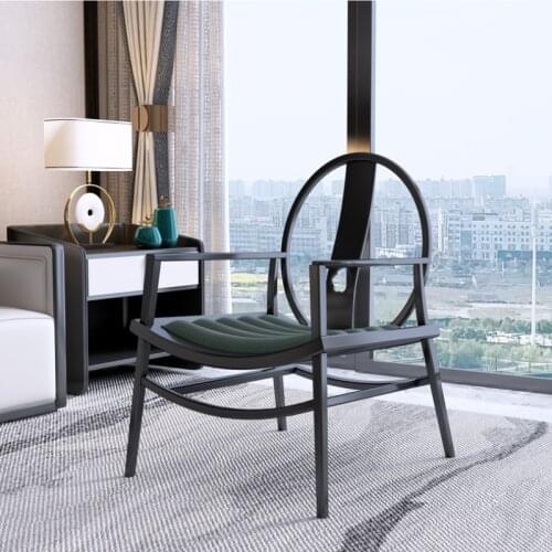 GY Light Luxury New Chinese Style Ugyen Wooden Lazy Leisure Chair Conference Chair Solid Wood High Backrest Couch