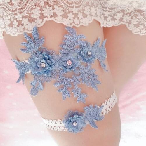 Handmade Bride Lace Garter Rhinestone Flower Garter Sexy Thigh Ring Accessories Bridal Lace Garter Heigh Quality