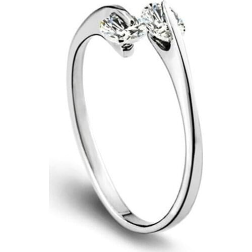 925 Sterling Silver Twin Zircon Engagement Rings for Woman Anillos Opening Rings Wedding Jewelry