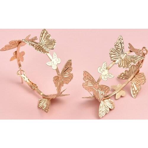 ALYXUY Gold Color Butterfly Hoop Earrings Big Round Circle Statement Earrings Vintage Women Girls Accessories Gifts Jewelry