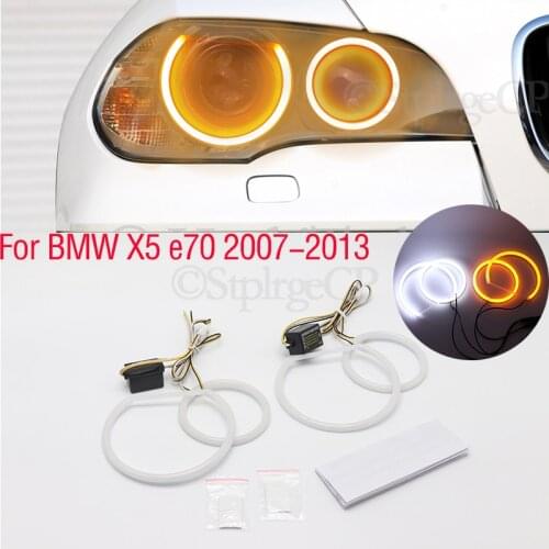 SMD cotton light LED angel eyes white and yellow DRL kit For BMW X5 e70 2007 2008 2009 2010 2011 2012 2013 Car accessories