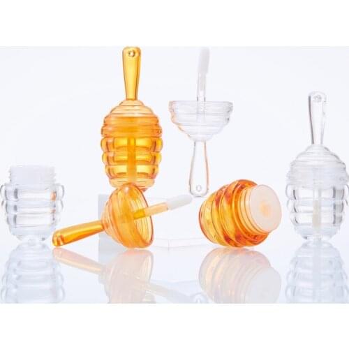 Unique Lip Gloss Tubes Containers Mini Honeycomb Shaped Clear Brown Empty Lip Gloss Wand Tube Cosmetic Lipgloss Packaging 50pcs