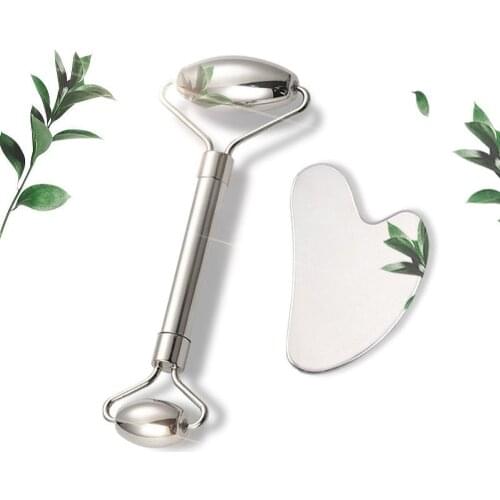 Stainless Steel Face Massage Roller Gouache Scraper Facial Guasha Massager Tools Mirror Reflection Brand New And High Quality
