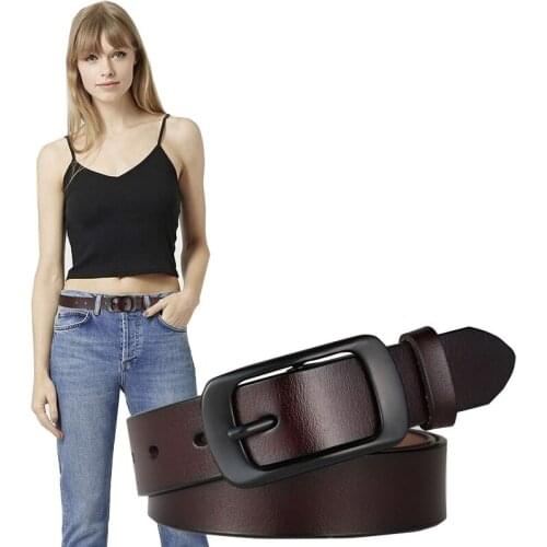 High Quality Female Belt Cowskin Pin Buckle Belt 100% Genuine Leather Belts for Women Belt Luxury Brand Design Fashion