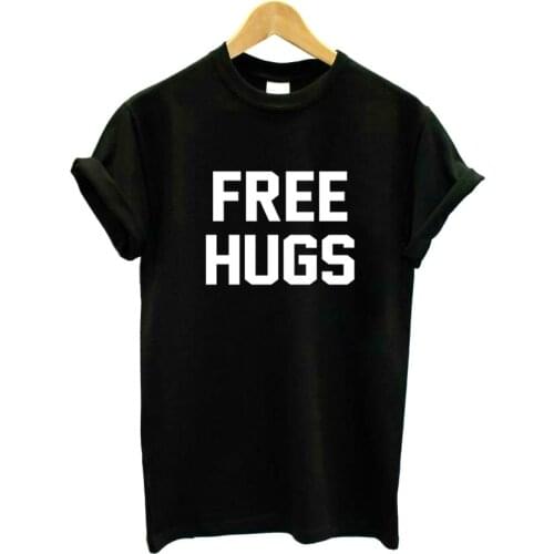 Funny T Shirt for Lady Girl Top Hipster Drop Ship Top Tee Woman Free Hugs Letters Print Women Tshirt