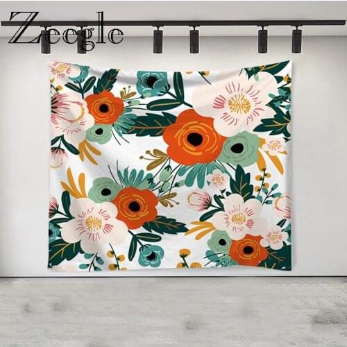 Zeegle Tapestry Tropical Plant Cartoon Flower Tapestries Tablecloth Bedspread Texture Carpet Farmhouse Home Decor Wall Hanging