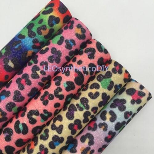 1PC 21X29CM Glitter Fabirc, Leopard Printed Glitter Leather, Glitter Leather Sheets For Making Bows LEOsyntheticoDIY T210A