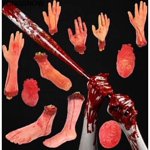 1Pcs Halloween Scary Bloody Horror Hands Leg Foot Finger Brain Heart DIY Haunted House Prop Halloween Party Decoration Supplies