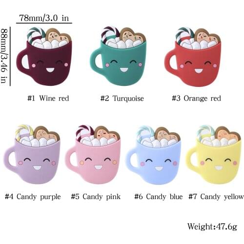 Lets Make 1pc Smiley Cup Silicone Beads 78mm Silicone Teether BPA Free Baby Teether For Newborn Beads Food Grade Beads DIY