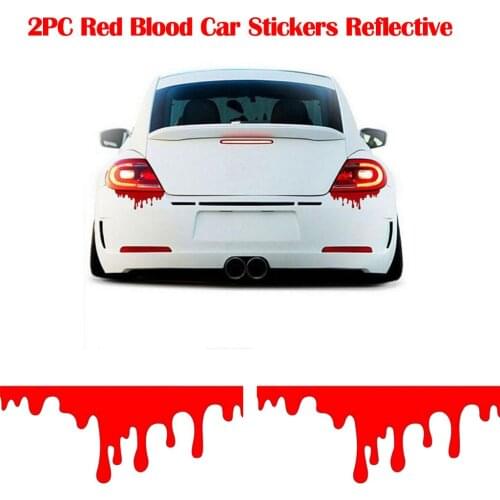 2Pcs Red Blood Car Stickers Reflective Car Decals Light Bumper Body Sticker Decal Car Exterior Accessories