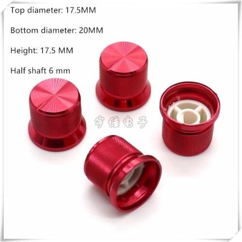 2 Piece 20×17.5MM Red Aluminum Alloy Knob Cap Potentiometer Speed Control Switch Knob Suitable For Half shaft 6MM