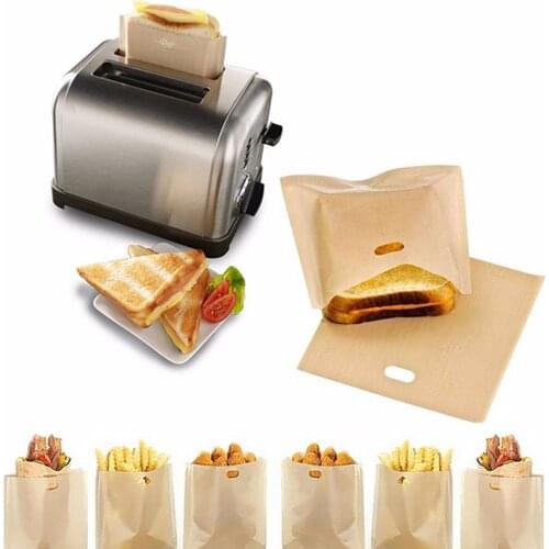 2pcs Toaster Bags for Grilled Cheese Sandwiches Made Easy Reusable Non-stick Baked Toast Bread Bags Reheat Pizza Fries Bags