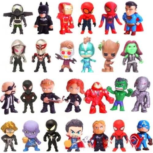 26 Pcs/Set Anime Marvel Avengers Hulk Thor Spider Man Venom Captain Doctor Stranger Action Figure Model Toys For Kids Xmas Gift