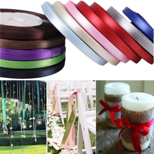 6mm*25yard Satin Ribbon wedding chair decoration flower bottle candle holder gift package ribbon party handmade DIY decor