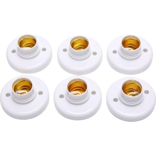 6pcs E27 Screw Cap Socket White Ceiling Light Lamp Bulb Fixing Base Stand Light Bulb Holder