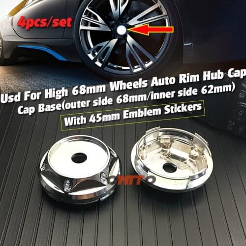 68mm 45mm 4pc Label Decals for Stickers Wheel Center Hub Caps Wheel Rim Badge Emblem Cap Car Decoration