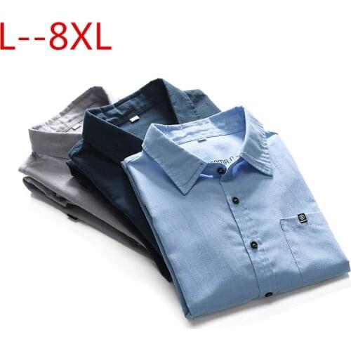 6XL 8XL plus 5XL size 4XL New Arrived mens work Brand Long sleeve solid men dress blue gray male shirts