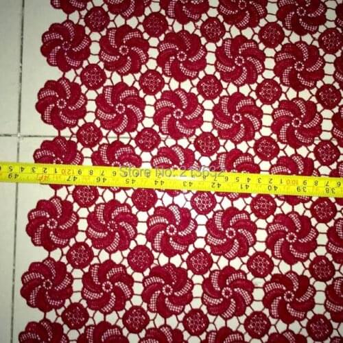 7 yards hollow out african lace fabrics 135 cm wide Wine Red african guipure lace windmill water soluble guipure lace fabric