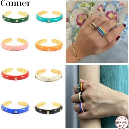 CANNER 925 Sterling Silver Rings for Women Drip Oil 3 Zircons Round Ring 925 Silver Wedding Fine Jewelry Minimalist Gift anillos