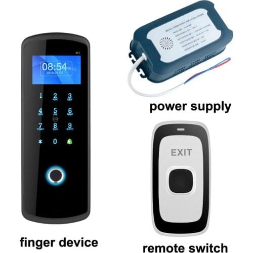 2.4G wireless fingerprint access control kit No need wired for Glass/wood/metal door support IC card 13.56M /remote switch/code