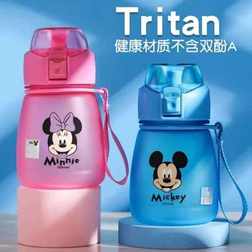 Disney Child Water Tritan Cup Mickey Mouse Frozen Straw Cup Straight Drink Cup Student Marvel Sofia baby water bottle for kids