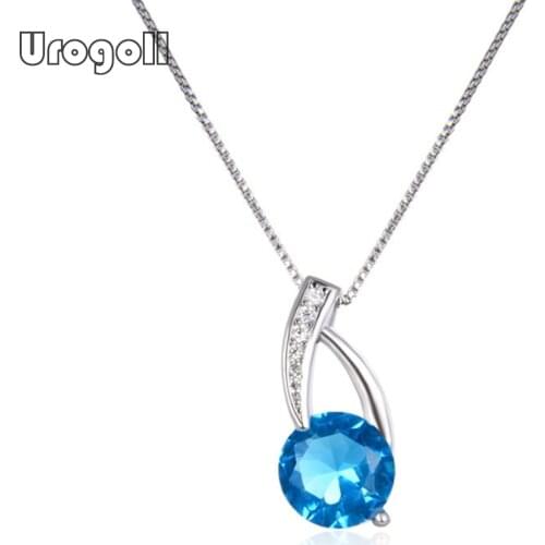 Pure 925 Sterling Silver Round Pendant Necklaces For Women Engagement Wedding Anniversary Silver 925 Necklace Fine Jewelry Gift