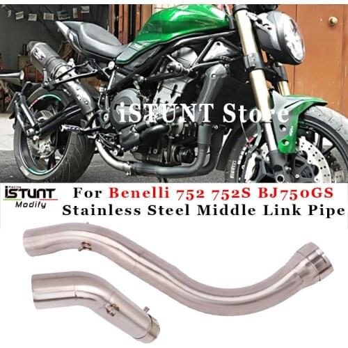For Benelli 752 752S BJ750GS Motorcycle Exhaust Pipe Stainless Steel Middle Link Pipe Catalyst Delete Pipe Slip On 51mm Muffler