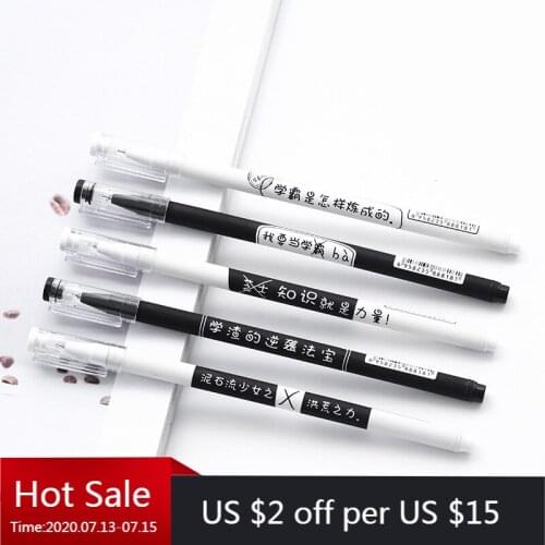 40 pcs Creative high achiever Stationery characters Black Water Pen 0.5mm Neutral Pen examination Office supplies