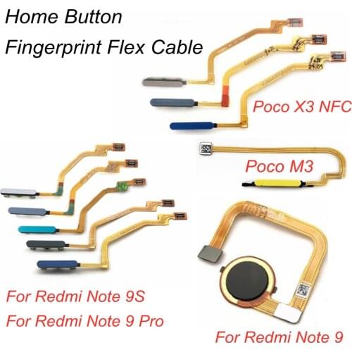 For Xiaomi Redmi Note 9 Pro Note 9s Poco X3 NFC M3 Home Button Fingerprint Menu Return Key Sensor Flex Cable