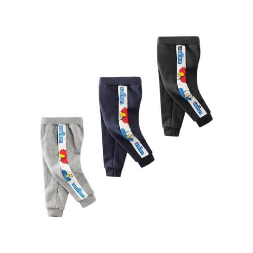 Boys Double Layer Plus Velvet Sweatpants 2021 Autumn and Winter Baby Clothes New Childrens Clothing Korean Thickened Sport Pant