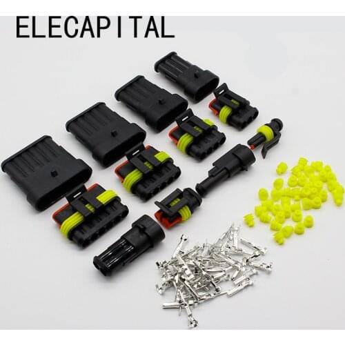 5 Kits Flame retardancy 1P 2P 3P 4P 5P 6P way Sealed waterproof automotive Wire Connector Plug Car Motorcycle HID auto connector