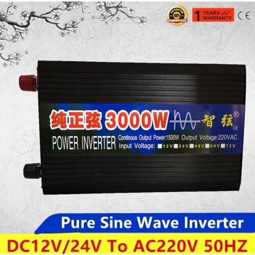 Household 3000W 4000W Pure Sine Wave Inverter DC12V/24V To AC220V 50HZ Power Converter Booster For Car Inverter