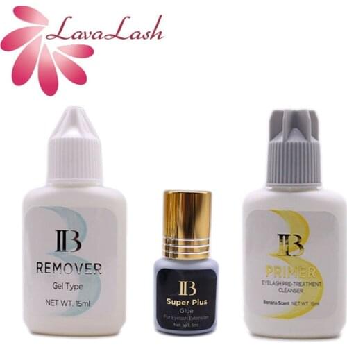 IBeauty 3 Bottles IB Remover Primer Glue Individual Fast Drying Eyelash Extensions Cap 5ml 15ml False Lash Glue Beauty Shop Tool