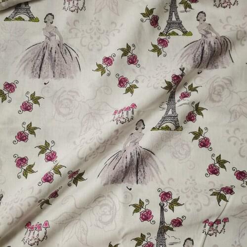 Beautiful Dress Cotton Fabric French Bride/Roses/Eiffel Tower Print Fabric Patchwork Sewing Material Diy Dress/Shirt Clothing