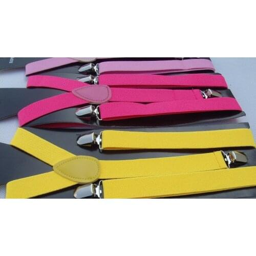 Best quality 50Clip-on Adjustable Unisex Pants Y-back Suspender Braces Elastic Belt many colors