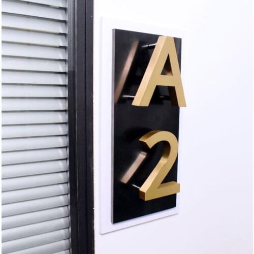 Metal 3D modern House Numbers 0-9 ABC Outdoor Waterproof Home Hotel Door Plates Stainless Steel Illumilous Lettre Sign Address
