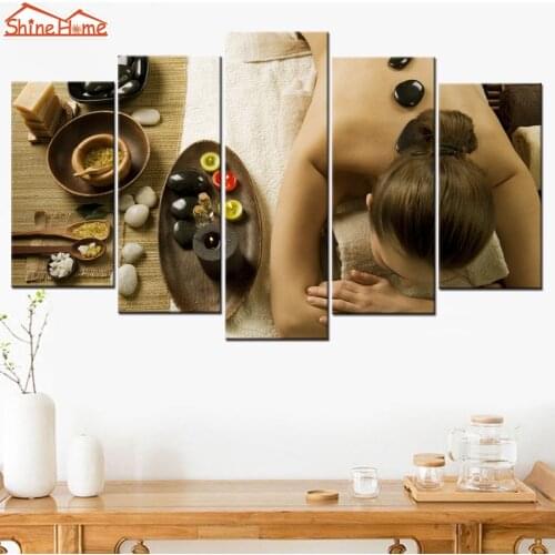 ShineHome-5pcs Panel Wall Art Canvas Print Painting Modular Spa Nail Body Salon Massage Artwork Modular Picture Posters Art Deco