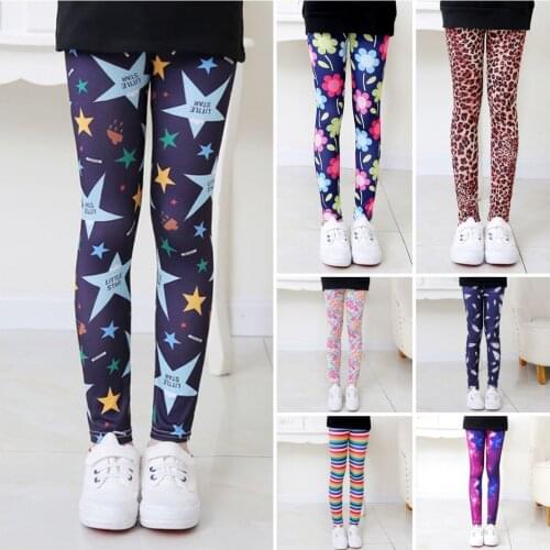 2021NEW Girls Leggings Kids Girls Clothes Flower Printing Elastic Trousers Children Leggings for Girl Wear 3-14 Years