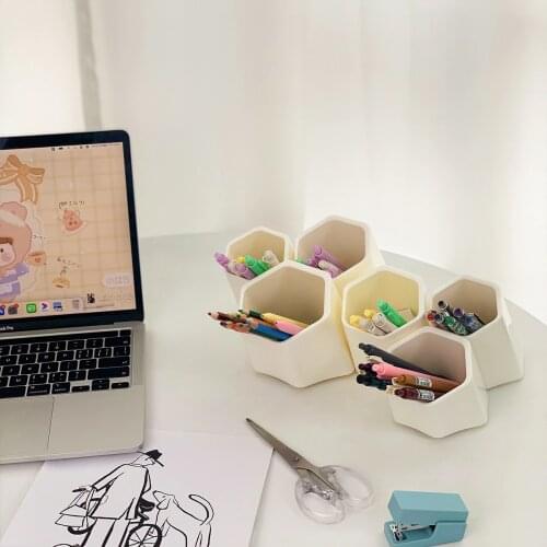 New Arrival 6PCS/SET Kawaii Multifunctional Creative Pen Holder Desktop Organizer 1PC DIY Sticker School Stationery