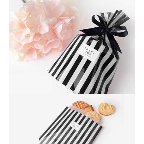 Stripe black/pink/red/blue Plastic Bags For DIY Biscuits Snack candy cookies Baking Package Decor Kids Gift Supplies Wh