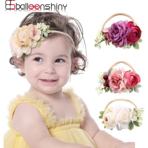 Balleenshiny Artificial Flower Headbands Child Hairband Infant Baby Nylon Headband Princess Hair Accessories Kawaii Accessories