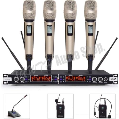 Professional UHF Wireless Microphone System Microphone 4 Handheld Video Karaoke KTV Party Stage Headset Lavalier Conference Mic