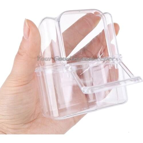 Parrot Bird Transparent Plastic Food Cup Bowl Clean Water Silo Waterer Box
