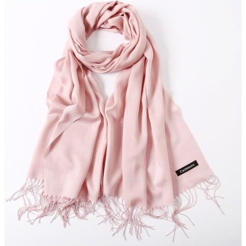 2021 luxury brand Fashion Solid Color Women Scarf Winter Hijabs Long Lady Shawls Cashmere Like Pashmina Hijabs Scarves Wraps