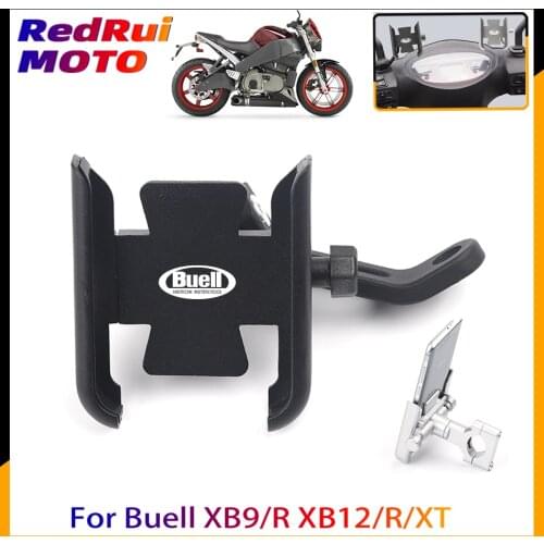 With Logo For Buell XB9/R XB12/R/XT Motorcycle Mobile Phone Holder GPS Navigator Rearview Mirror Handlebar Bracket Accessories