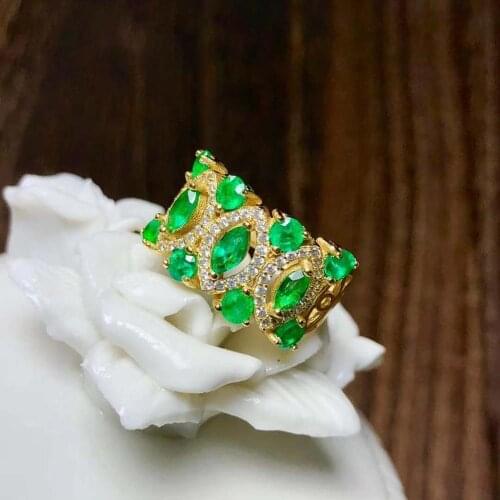 Natural and Real emerald ring 925 sterling silver Anniversary ring Fine jewelry For men or women